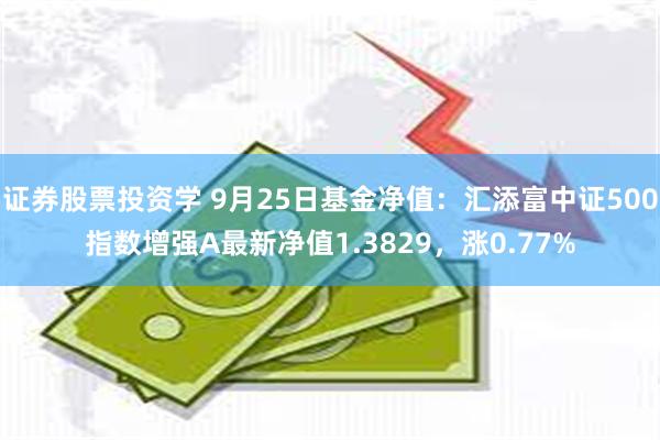 证券股票投资学 9月25日基金净值：汇添富中证500指数增强A最新净值1.3829，涨0.77%