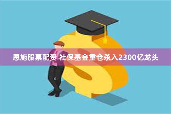 恩施股票配资 社保基金重仓杀入2300亿龙头