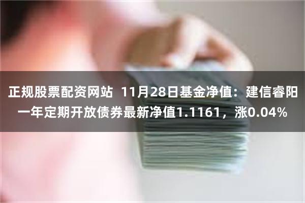 正规股票配资网站  11月28日基金净值：建信睿阳一年定期开放债券最新净值1.1161，涨0.04%