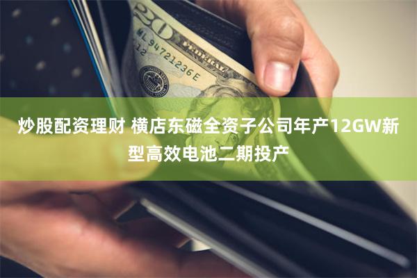 炒股配资理财 横店东磁全资子公司年产12GW新型高效电池二期投产